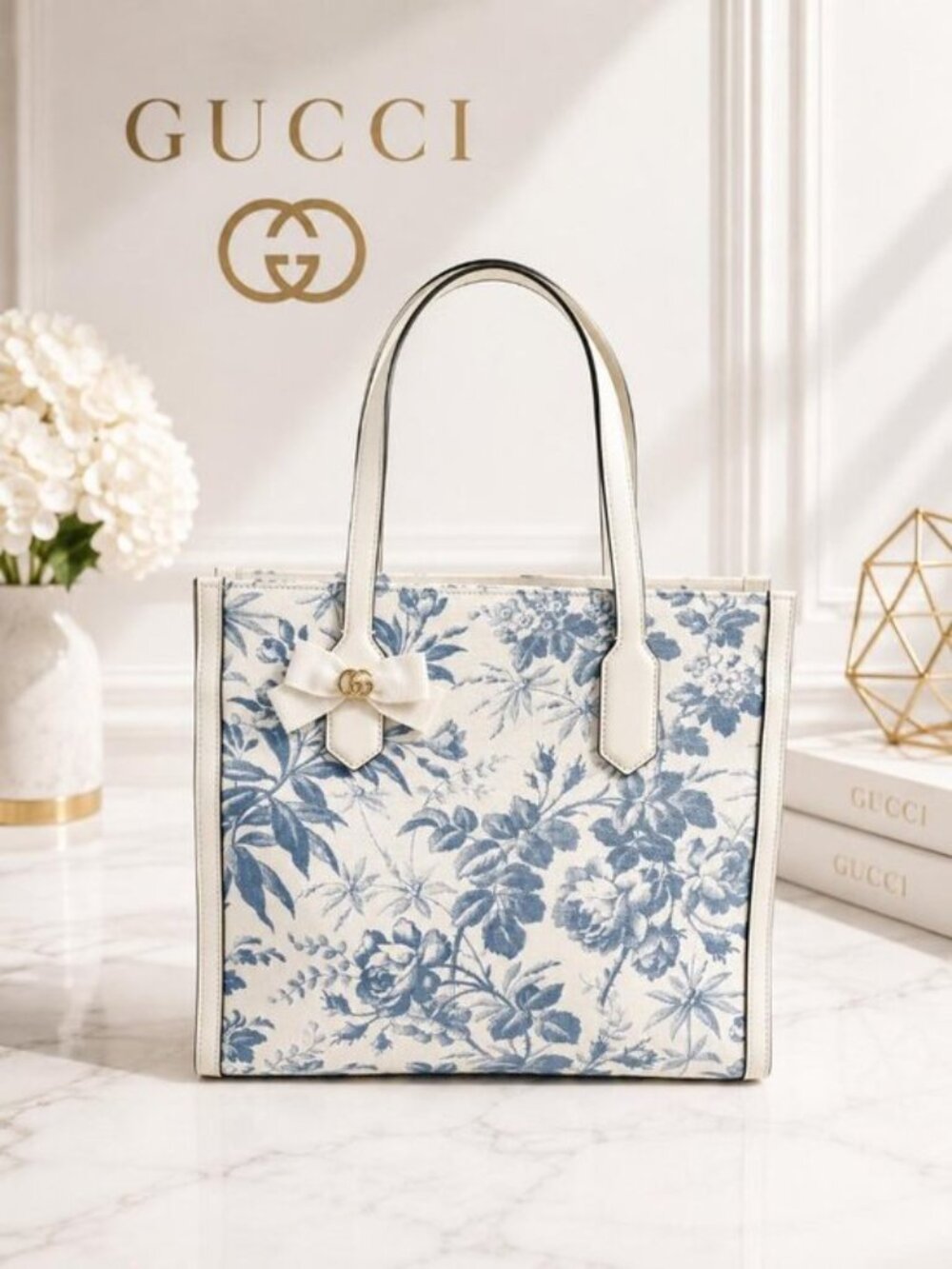 Authentic Gucci Herbarium Floral GG Ribbon Tote Bag